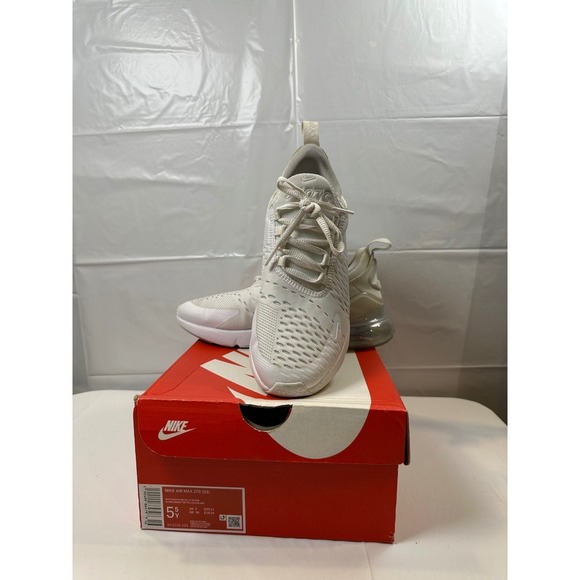 Nike Other - Nike Air Max 270 GS White Metallic Silver Kids Running Shoes Size 5.5Y